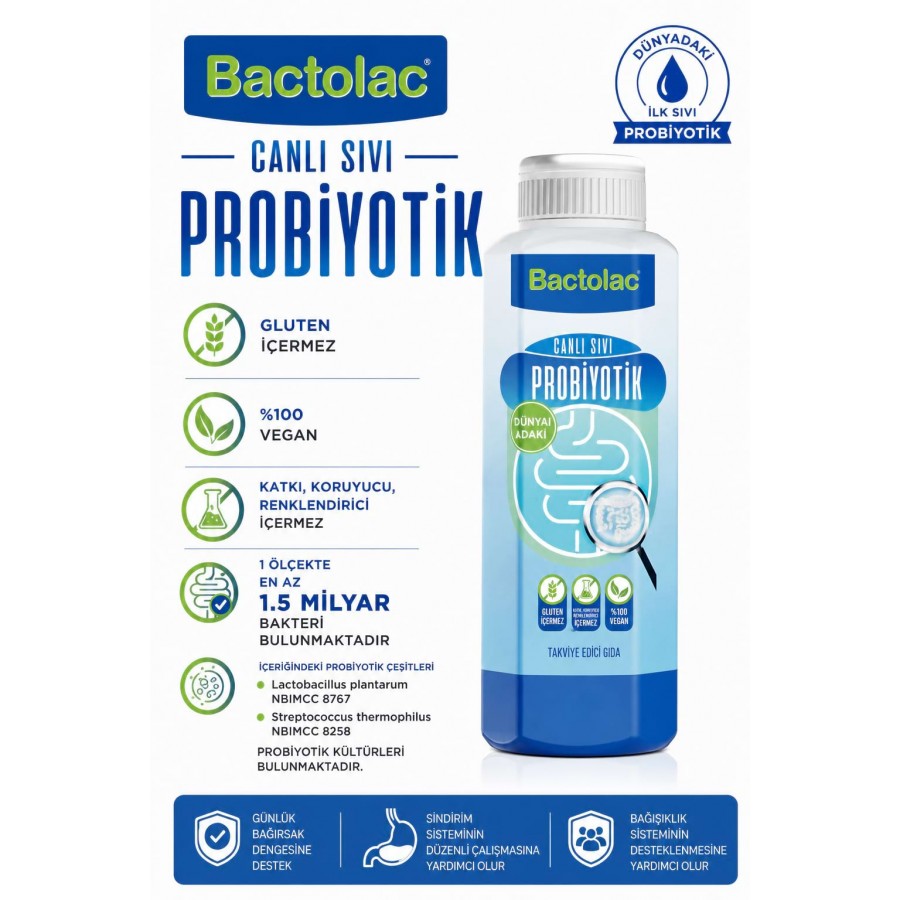 Bactolac Aktif Probiyotik - 1000 Ml (dünyada Canlı Organizma Içeren Tek Sıvı Probiyotik)