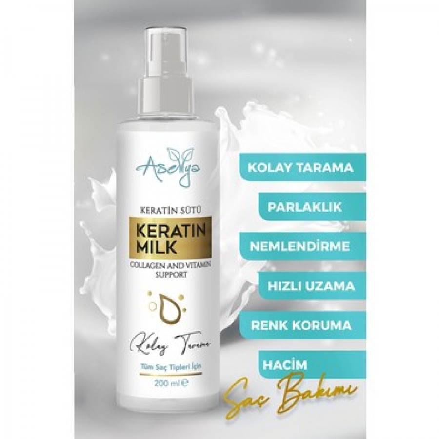 asellya sağlıklı yaşam Aselya Keratin Kolajen Saç Bakım Sütü 200 ml