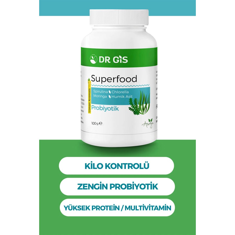 ASELYA Dr.giss- Spirulina Chlorella Moringa Hümik Asit - Hepsi Bir Arada Probiyotik Içerikli